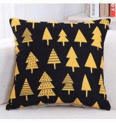 Scandinavian Geometric Tree Black Bright Yellow Heart Decorative Pillow Covering Linen 